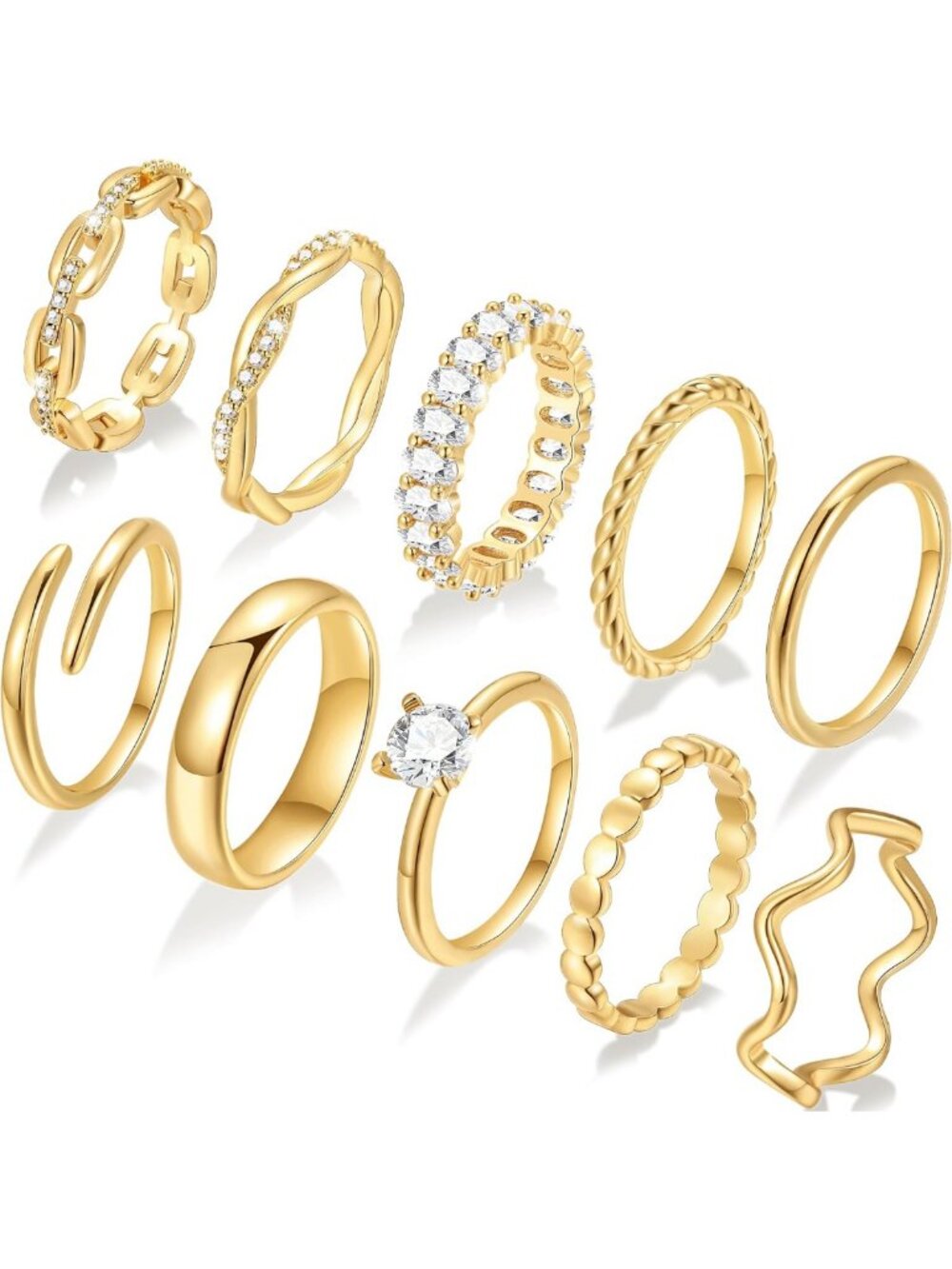 Dainty 14K Gold Stacking Rings for Women, Open Twist Criss Cross Design, Sizes